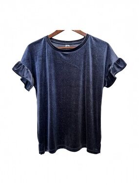 Old Navy Velvet Sparkle Ruffle Sleeve Top Navy Women’s Small